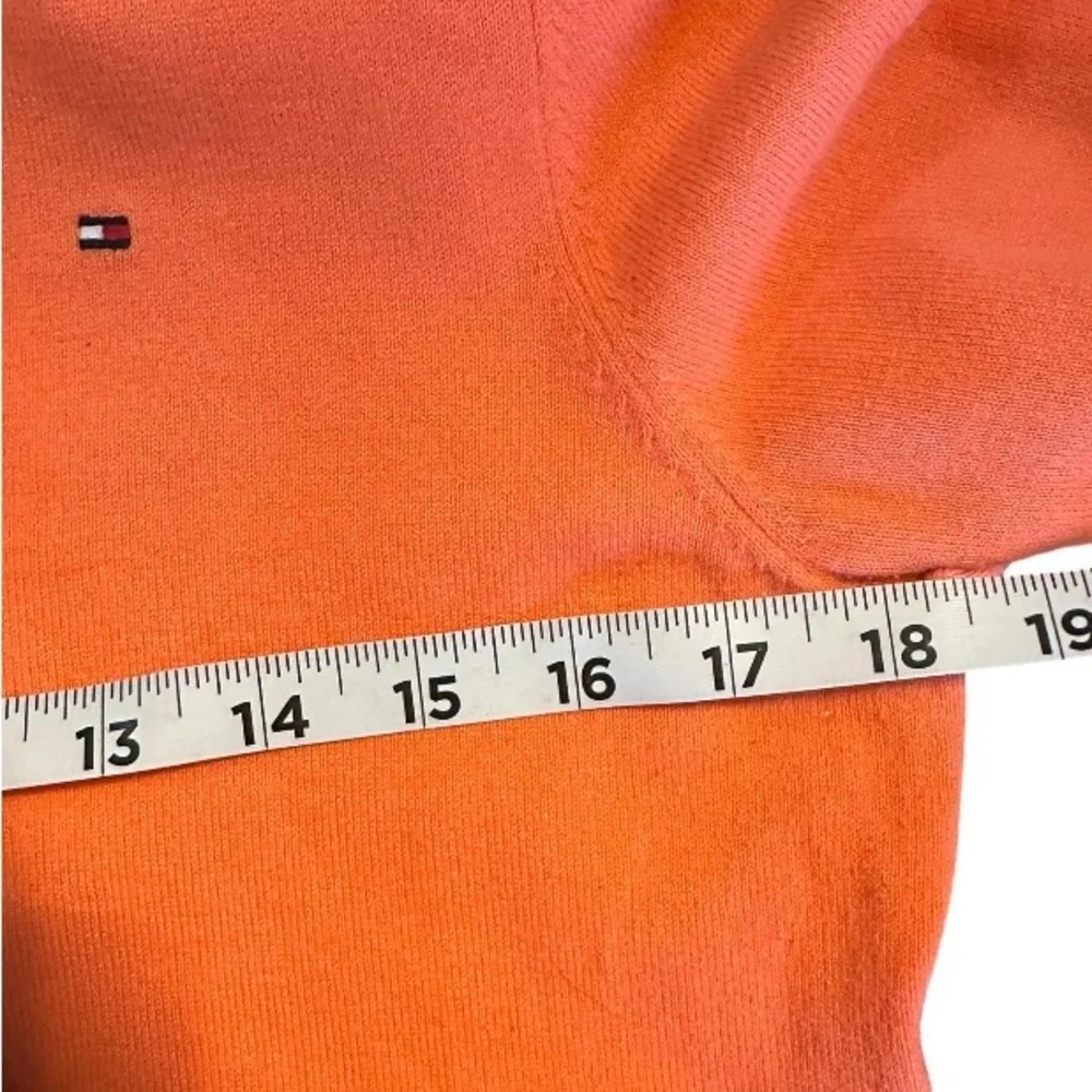 Tommy Hilfiger Womens Pima Cotton V-Neck Sweater Medium Coral Classic Knit